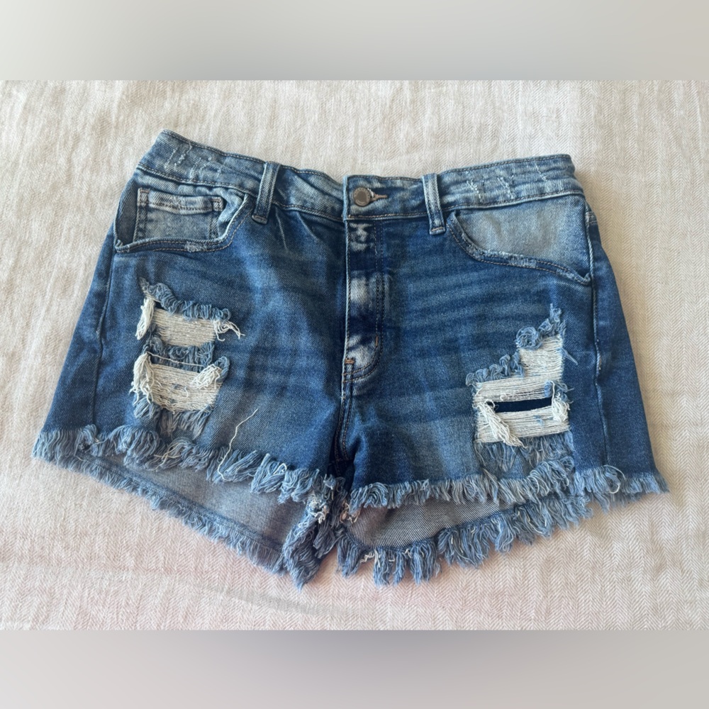 KanCan Midrise Distressed Shorts